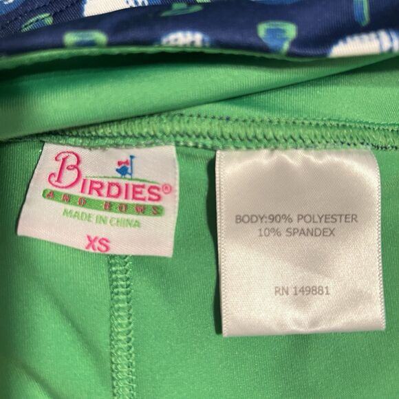Birdies and Bows Golf ball tee  Print Blue Green Skort XS - Picture 4 of 5